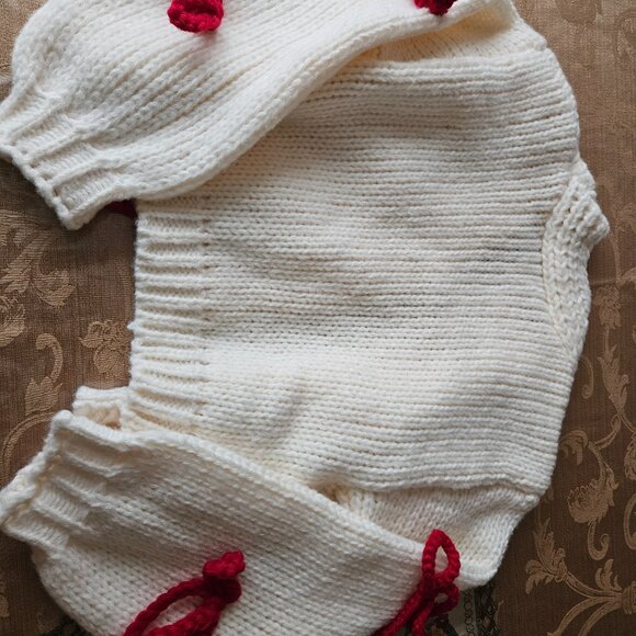 NWT Hot Topic Red Ribbon and Cream Cardigan Sweater - Picture 5 of 7